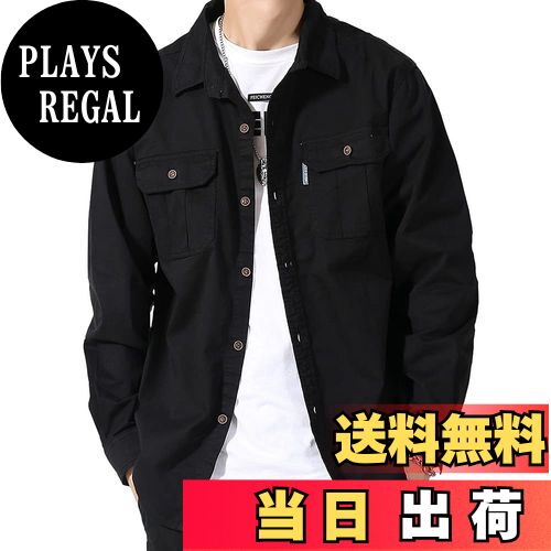 【送料無料】[netero] メンズ ミリタリー シャツ 長袖 綿 無地 ミリタリーシャツ カーゴ カジュアルシ..