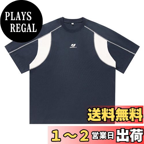 [EnjoIt] メンズ tシャツ 夏服 綿100% 涼しい ゆったり 大きい サイズ かっこいい服クルーネック おしゃれ カットソー カジュアル トップス 柔らかい肌触り 人気なつふく 男女兼用 F0035 色：ネイビー、サイズ：XL Regular