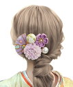 【JZOON 髪飾り】つまみ細工 七五三 成人式 ヘアアクセサリー 桜 菊 花 8色 可愛い 鈴付き 手作り 浴衣 袴 着物 振袖 和装 成人式 前撮り 753 花火大会 盆踊り イベント 卒園式 卒業式 結婚式 H1117 色:パープル