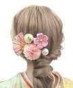 【送料無料】【JZOON 髪飾り】つまみ細工 七五三 成人式 ヘアアクセサリー 桜 菊 花 8色 可愛い 鈴付き 手作り 浴衣 袴 着物 振袖 和装 成人式 前撮り 753 花火大会 盆踊り イベント 卒園式 卒業式 結婚式 H1117 色:ピンク