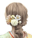 【JZOON 髪飾り】つまみ細工 七五三 成人式 ヘアアクセサリー 桜 菊 花 8色 可愛い 鈴付き 手作り 浴衣 袴 着物 振袖 和装 成人式 前撮り 753 花火大会 盆踊り イベント 卒園式 卒業式 結婚式 H1117 色:ホワイト