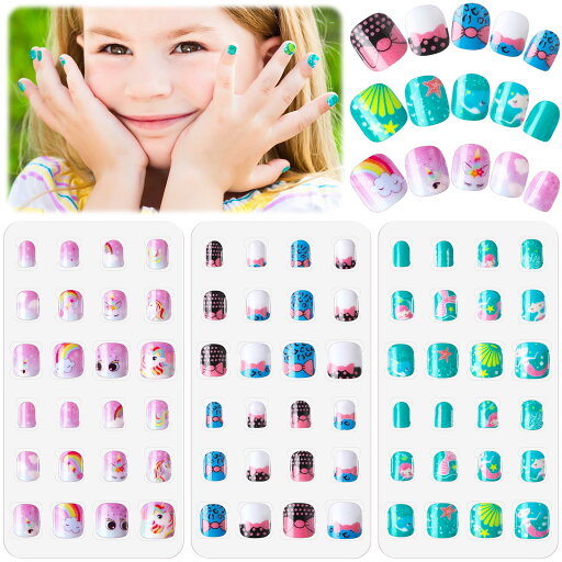 Litherr S 72 個ネイルチップ の子供用 プレスオンネイルのヒント かわいい つけ爪 女の子の手の装飾 ネイル飾り ガールズ ネイル用品 偽の爪セットマニキュア DIY 色:Assorted Color Litherr S 72 個ネイルチップ の子供用 プレスオンネイルのヒント かわいい つけ爪 女の子の手の装飾 ネイル飾り ガールズ ネイル用品 偽の爪セットマニキュア DIY 色:Assorted Color