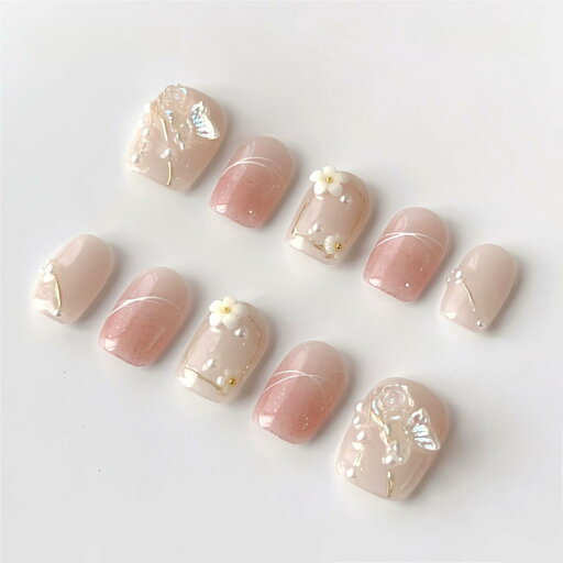 LemiVibe?ネイルチップ 100%ハンドメイド 貼るだけネイル ジェルネイル ネイルシール セルフネイル ネイルステッカー おうちネイル ネイルデザイン セルフネイル 色:胡蝶ノ夢 短め、サイズ:L LemiVibe?ネイルチップ 100%ハンドメイド 貼るだけネイル ジェルネイル ネイルシール セルフネイル ネイルステッカー おうちネイル ネイルデザイン セルフネイル 色:胡蝶ノ夢 短め、サイズ:L