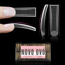 NOVO OVOネイルチップ、つま先用ネイルチップ、カーブフルカバーのダブルマットプレファイルドアクリルソフトジェルネイルエクステンション、テーパードスクエア 色:XXL Slightly Curved Sharp Square Nail Tip、サイズ:medium