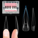 NOVO OVOネイルチップ、つま先用ネイルチップ、カーブフルカバーのダブルマットプレファイルドアクリルソフトジェルネイルエクステンション、テーパードスクエア 色:XXL Straight Sharp Stiletto Natural Nail Tips、サイズ:medium