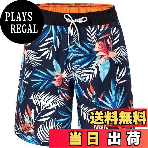 【送料無料】[NARANNBU] ナランブ メンズ 水着 サーフパンツ オシャレ 通気 速乾 メッシュインナー 海パン 水陸両用 大きサイズ M_4L 色：13ネイビー、サイズ：XL