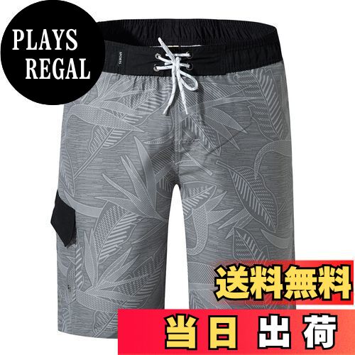 【送料無料】[NARANNBU] ナランブ メンズ 水着 サーフパンツ オシャレ 通気 速乾 メッシュインナー 海パン 水陸両用 大きサイズ M_4L 色：02グレー、サイズ：2XL