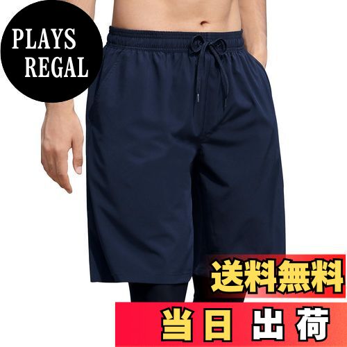 【送料無料】[NARANNBU] ナランブ 水着 メンズ 海水パンツ 膝丈 サーフトランク 夏 新柄 メッシュインナー付き 水陸両用 サウナ 通気速乾抗菌 UVカット/S-3XL 色：P0Cネイビー、サイズ：XL