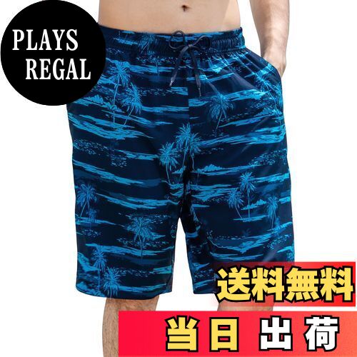 【送料無料】[NARANNBU] ナランブ 水着 メンズ 海水パンツ 膝丈 サーフトランク 夏 新柄 メッシュインナー付き 水陸両用 サウナ 通気速乾抗菌 UVカット/S-3XL 色：P3ヤシの木＆紺、サイズ：XL