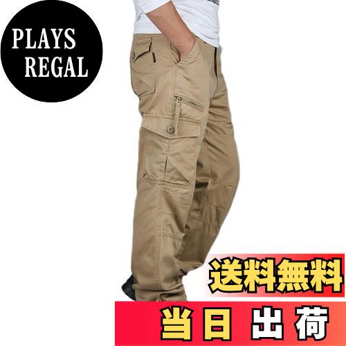 【送料無料】[ANONIE] カーゴ パンツ メンズ 作業着 ズボン ワークパンツ 軍パン 多機能 登山 アウトドア ゆったり 大きいサイズ 多ポケット ミリタリー ズボン 迷彩パンツ ボトムス ロングパンツ 色：カーキ、サイズ：M