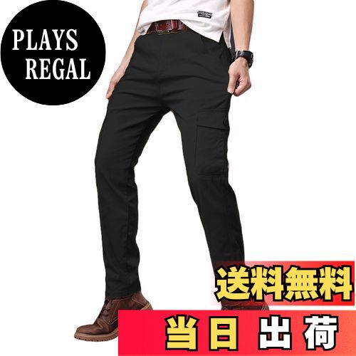 【送料無料】[ANONIE] メンズ カーゴパンツ チノパンツ スリム ストレッチ 作業着 ズボン ワークパンツ アウトドア 軍パン 多機能 登山 ゆったり 大きいサイズ 多ポケット ミリタリー ズボン ボトムス ロングパンツ 色：ブラック、サイズ：33