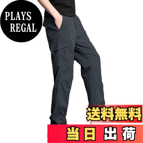 【送料無料】[ANONIE] 接触冷感 カーゴ パンツ ズボン メンズ 夏 通気 涼しい 軽量 ウエストゴム 登山 アウトドア ゆったり 作業着 カジュアルパンツ 大きいサイズ 夏用 ボトムス ロングパンツ 色：ダークグレー、サイズ：XL