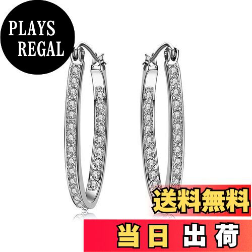 【送料無料】MIKAMU フープ ピアス レディース 18金RGP イヤリング キュービックジルコニア リング 人気 ピアス 色:ホワイトゴールド