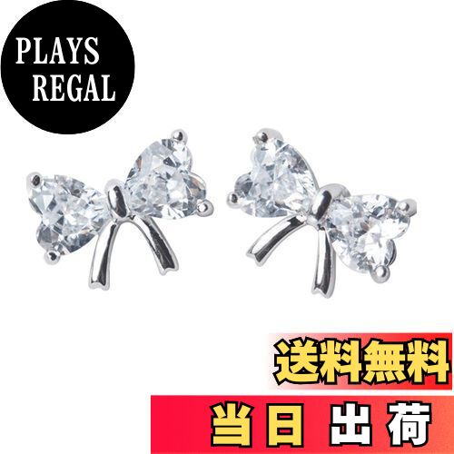 【送料無料】MIKAMU リボン ピアス レディース 最高級 CZダイヤモンド シルバー925 純銀製 人気 蝶結び ピアス ジュエリー 専用ボックス付き 色：ホワイトゴールド