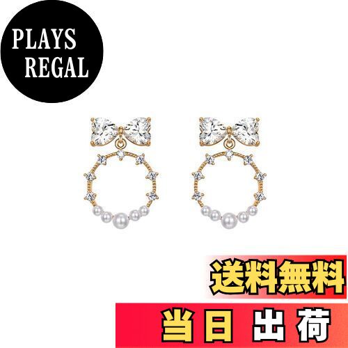 【送料無料】MIKAMU リボン ピアス レディース 人気 最高級ジルコニア 18K 18金 人気 レディース パール レディース イヤリング 安心の 金属アレ...