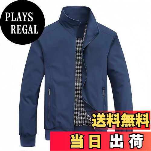 【送料無料】[Meritailor] ジャケット メンズ コート 薄手 春服 トップス 大きいサイズ ライトジャケット 長袖 防風 ジャケット バイク ブルゾン 撥水 ミリタリー アウター カジュアルジャケット 春秋冬 色：ネイビー、サイズ：M
