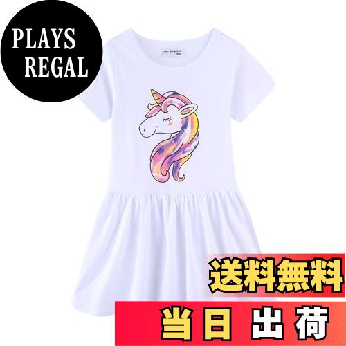 【送料無料】[LSMUDKINGDOM] ワンピース キッズ 女の子 かわいい 猫 ユニコーン プリント フレアスカー..