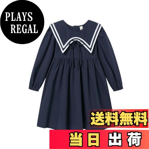 【送料無料】[LSMUDKINGDOM] セーラー ワンピース キッズ 女の子 長袖 リボン フレア おしゃれ カジュ..