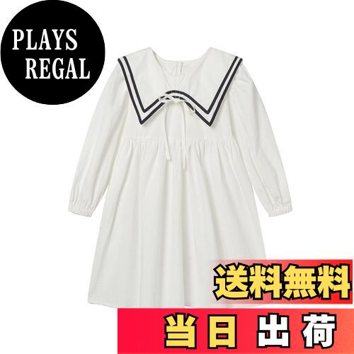 【送料無料】[LSMUDKINGDOM] セーラー ワンピース キッズ 女の子 長袖 リボン フレア おしゃれ カジュ..