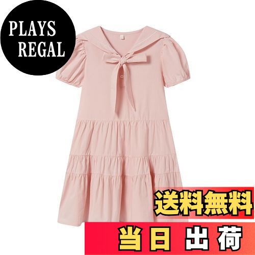 【送料無料】[LSMUDKINGDOM] セーラー ワンピース キッズ 女の子 半袖 リボン フレア おしゃれ カジュ..