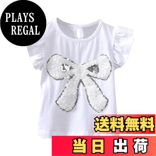 【送料無料】[LSMUDKINGDOM] スパンコール tシャツ キッズ 女の子 リボン 花柄 袖フリル トップス 子供..