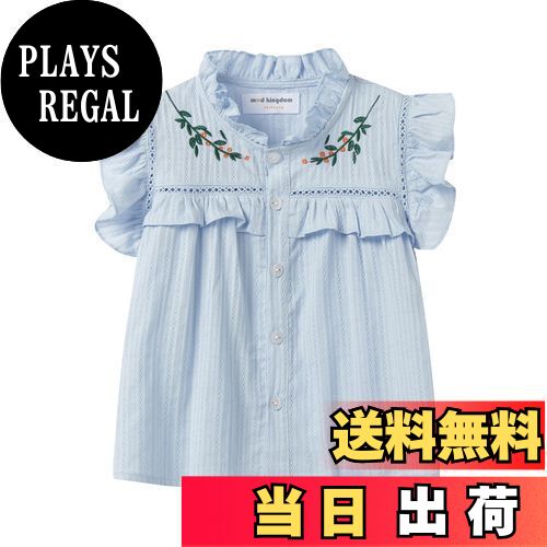 【送料無料】[LSMUDKINGDOM] キッズ ブラウス 女の子 袖フリル かわいい 花柄刺繍 ノースリーブ トップ..