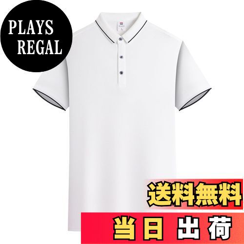 【送料無料】[LSMUDKINGDOM] メンズ ポロシャツ 半袖 無地 tシャツ 大きいサイズ 薄手 涼しい カジュアル ビジネス ゴルフ 夏 色：ホワイト、サイズ：4XL