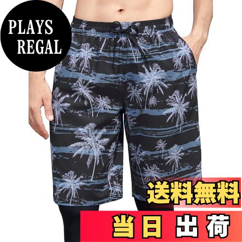 【送料無料】[NARANNBU] ナランブ 水着 メンズ 海水パンツ 膝丈 サーフトランク 夏 新柄 メッシュインナー付き 水陸両用 サウナ 通気速乾抗菌 UVカット/S-3XL 色：P4ヤシの木＆カモブラック、サイズ：XL