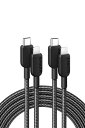 Anker 310 高耐久ナイロン USB-C & ライトニング ケーブル MFi認証 iPhone 14 各種対応 (3.0m ブラック 2本セット)