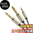 【送料無料】UGREEN 6.35mm*2 to 3.5mm オーディオ変換ケーブル 変換ステレオミニプラグ 6.35mm 2分配ケーブル オス-オス HIFI 高耐久性ナイロン編み HIFI音質 24K金メッキ コネクター スマホ/PC/CDプレーヤー/スピーカー/アンプ等に適用