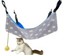 【送料無料】miwaki 猫 ペット ハンモック ケージ用 リバーシブル 吊り下げ メタルフック 長さ調節可能 取り付け簡単 洗える 夏冬両用 おもちゃ 付き 50cm x 40cm 耐荷重 10kg シルエット パープル cat01 aji PU