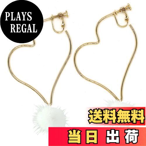 【送料無料】[miwaki] レディース イヤリング オープンハート ミンク ファー ホワイト ネジ式 フープ ..