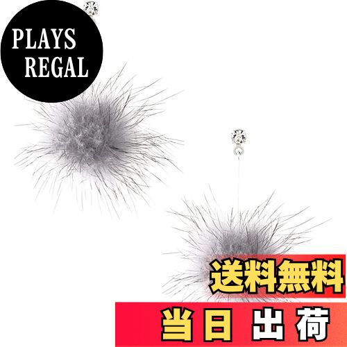 【送料無料】[miwaki] ミンク ファー ピアス スワロフスキー 細線 チタンピアス レディース 金属アレル..
