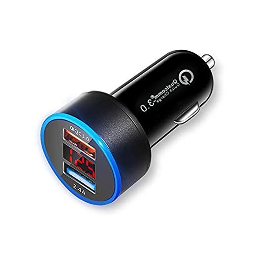 車載充電器 カーチャージャー シガーソケット 急速充電 USB タイプC QC3.0 12V・24V LED 超小型 超軽量 2USB iPhone iPad Android 対応 ブラック PCA12D-B