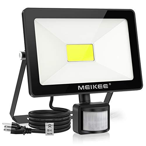 MEIKEE led センサーライト 屋外 人感センサー 防犯灯 35w 防水 6500K 3500LM 【2021最新版】投光器 フラッドライトIP66防水 昼白色 超高輝度 駐車場 玄関灯 倉庫 屋内 町内の防犯に 照明器具 IP66防水 日本語説明書付き【3Pプラグ 二年間保証】