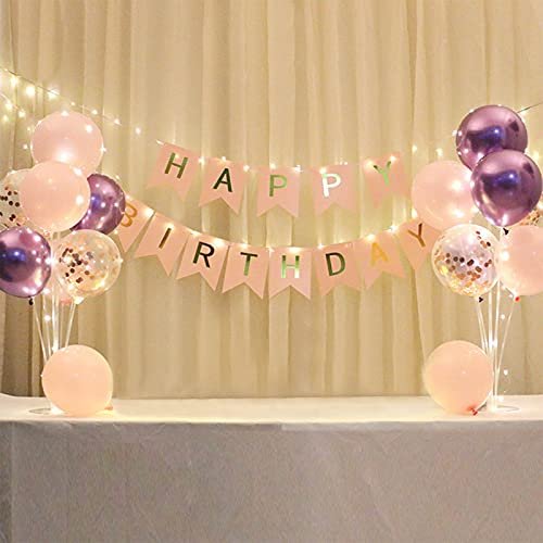 PRATYUS 風船誕生日パーティーバルーンセット　バルーンスタンド　バルーンホルダー　HappyBirthDayガーランド 誕生日デコレーション　スターライトバースデー飾り