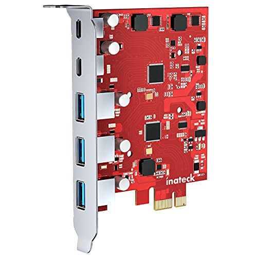 Inateck PCIe-USB 3.2 Gen 2拡張カード、3つのUSB Type-Aポートと2つのUSB Type-Cポート、8 Gbps、KU52..