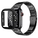 Miimall Apple Watch SE/6/5/4 バンド 保護ケース アップルウォッチ 6 交換バンド カバー シート 金属バンド PCケース 高級ステンレスバンド ステンレス PC材質 調節可能 ビジネス風 Apple Watch SE 交換バンド（ブラック/40mm）