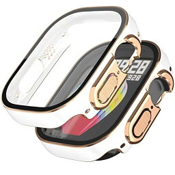 【全面保護】Miimall対応Apple Watch Ultra 49mm 2022ケース アップルウォッチ Ultra 49mm カバー 全面保護 PC材質 落下防止 液晶保護 傷防止 超軽量 ワイヤレス充電 指紋防止 脱着簡単 気泡防止 撥油性 Apple Watch 49mm 保護カバー（ホワイトローズゴールド）