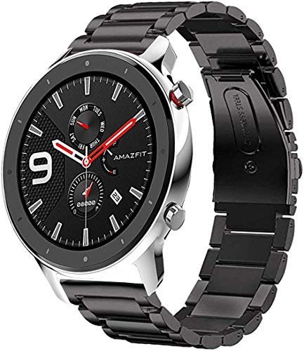 Miimall Xiaomi（シャオミ）AMAZFIT GTR 47mmバンド Huami Amazfit GTR 47mm 交換バンド 金属 高級ステンレスバンド ステンレス 調節可能 ビジネス風 高級感 小米 Amazfit GTR 47mm スマート ウォッチ 交換バンド（ブラック）