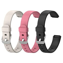 Miimall 対応 3枚 Fitbit Luxe バンド ソフトFitbit Luxe シリコン ベルト Fitbit Luxe 交換ベルト 装着簡単 快適なデザイン 調節便利 軽量 Fitbit Luxe 交換 バンド（ホワイト+ブラック+ピンク）