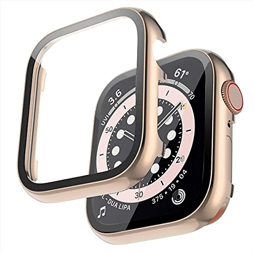 Miimall 一体感ケースApple Watch 38mm 専用 金属ケース アップルウォッチ シリーズ 1/2/3 ケース アップルウォッチ 38mm保護ケース キズ防止 防塵 軽量 硬度9H 金属 全面保護 強化ガラス(38mm|ローズゴールド)