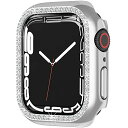 Miimall【2021新モデル】Apple Watch Series 8/7 45mm 専用ケース ラインストーン お洒落 傷防止 超簿軽量 PC材質 アップルウォッチ 7 45mm カバー 衝撃吸収 装着簡単 Apple Watch 7 ケース（45mm|シルバー）