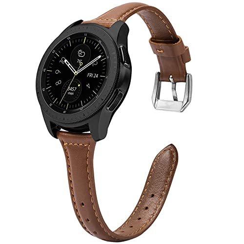 Miimall 汎用 Garmin Venu/Venu SQ/Venu2 Plus/Galaxy Watch 4 20mmスマートウォッチ通用 レザーバンド ForeAthlete 245本革ベルト皮革 留め金 高級 レザー 快適 簡単取付 Amazfit BIP S Amazfit Bip 交換バンド（ブラウン）