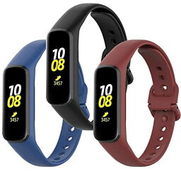 Miimall【3本セット】対応Galaxy Fit 2 SM-R200 バンド シリコン製 通気製良いGalaxy Fit2用 交換バンド 軽量 防水 スポーティー ギャラクシー フィット 2 バンド ベルト (ブラック＋ワインレッド＋ダックブルー)