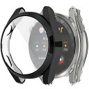 Miimall【2枚セット】Huawei Watch 3 Pro ケース ファーウェイウォッチ3 Proカバー ソフト TPU 全面保護ケース Huawei Watch 3 Pro専用 ケース カバー スクラッチ防止 高透過率 防爆裂 TPU材料ケース 擦り傷防止(ブラック+クリア)