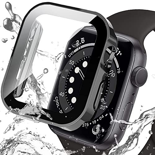 Miimall対応Apple Watch 6/SE/4/5 新型防水ケース 直角タイプ 防水 くもり止め アップルウォッチ6 40mm 一体型新型ケース防塵 防曇 フイルム スポーツ 傷防止 防衝撃 全面保護ケース Apple Watch SE カバー（40mm ブラック）