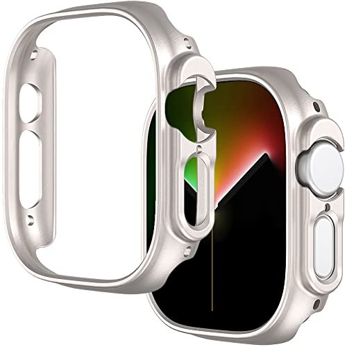 Miimall対応Apple Watch Ultra 49mm 専用ケース 【2022新モデル】 アップルウォッチ Ultra 保護カバー PC材質 超簿軽量 衝撃吸収 装着簡単 傷防止 防塵 Apple Watch Ultra ケース（スターライト）