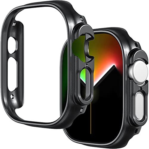 Miimall対応Apple Watch Ultra 49mm 専用ケース 【2022新モデル】 アップルウォッチ Ultra 保護カバー PC材質 超簿軽量 衝撃吸収 装着簡単 傷防止 防塵 Apple Watch Ultra ケース（ブラック）