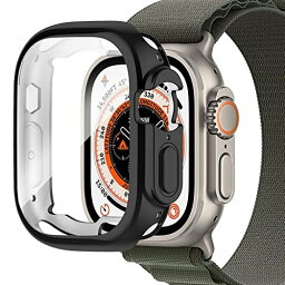 Miimall【フイルム一体型ケース】汎用Apple Watch Ultra 49mm 2022保護ケース ソフトフイルム アップルウォッチシリーズ Ultra 49mm落下防止 全面保護 超軽量 耐衝撃 脱着簡単 カバー Apple Watch 49mm 保護カバー(ブラック)